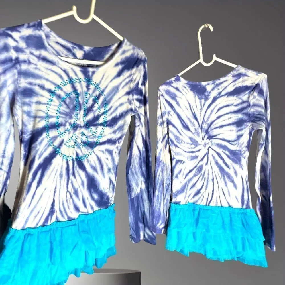 JUSTICE l Girl’s Long-Sleeve Dress l Sequin Peace Sign l Soft Stretch l Frill 12